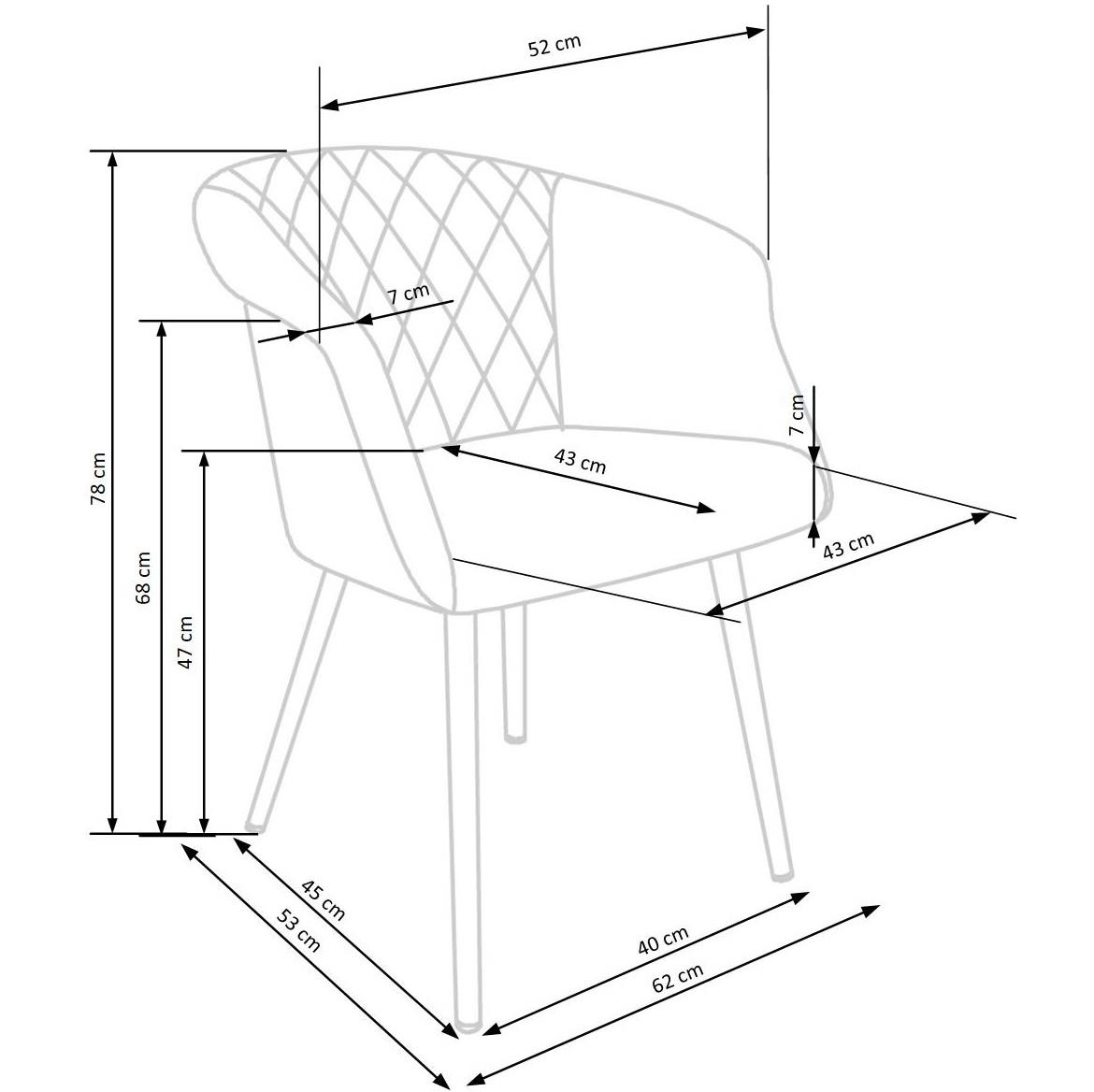 Stolica K421 62x53x78 cm zelena/crni metal