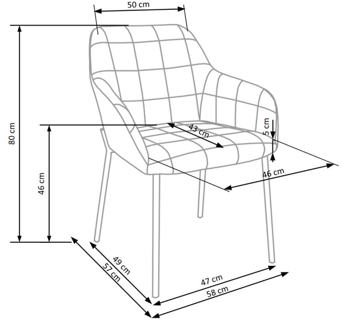 Stolica K305 58x57x80 cm plava/crni metal