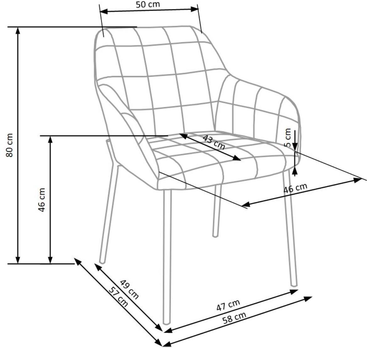 Stolica K305 58x57x80 cm zelena/crni metal