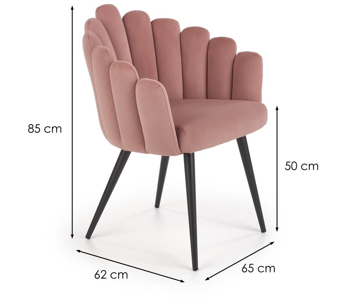 Stolica K410 62x62x85 cm roze/crni metal