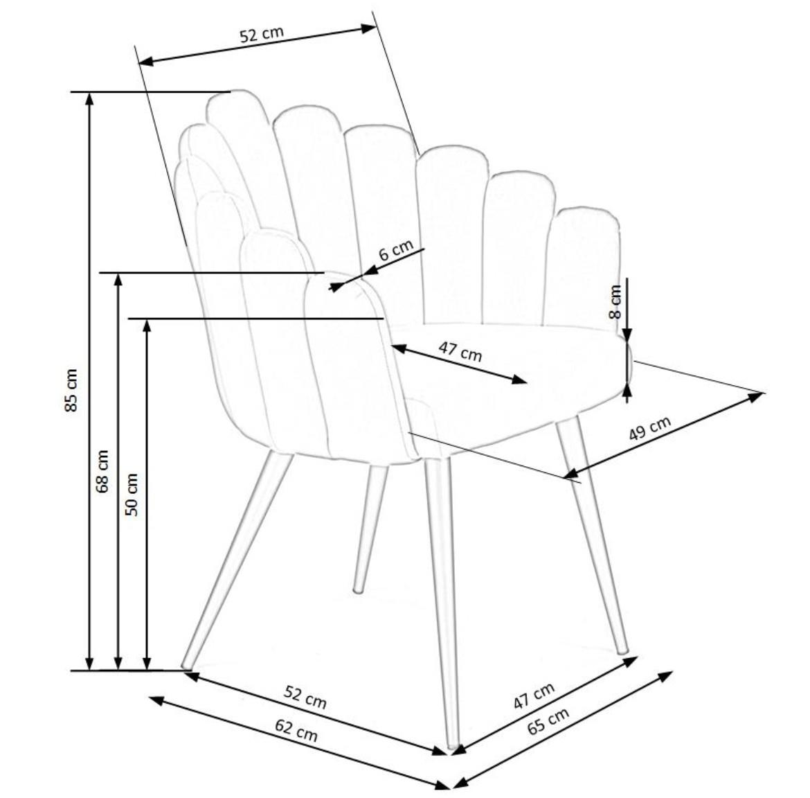 Stolica K410 62x62x85 cm siva/crni metal