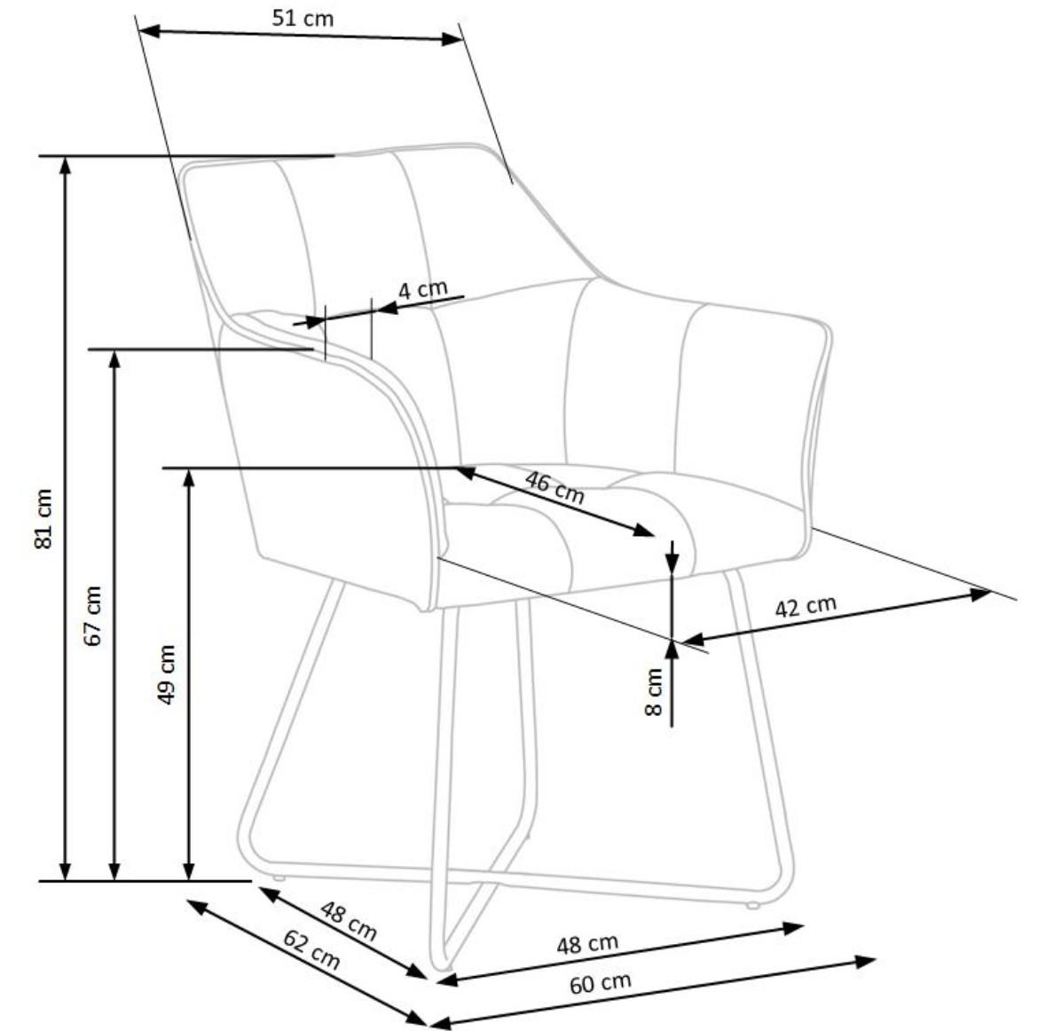 Stolica K377 60x62x81 cm zelena/crni metal