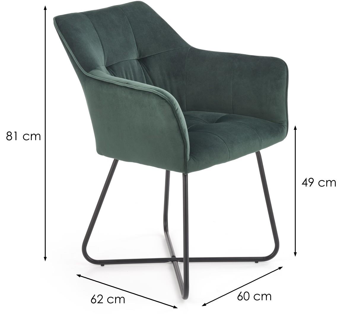 Stolica K377 60x62x81 cm zelena/crni metal