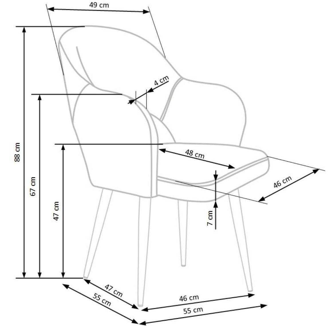 Stolica K364 55x55x88 cm zelena/crni metal