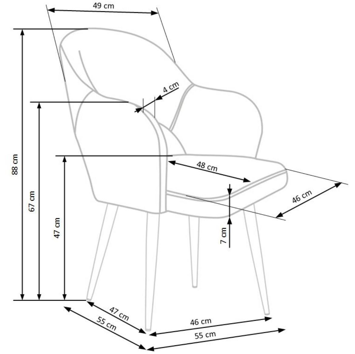 Stolica K364 55x55x88 cm siva/crni metal