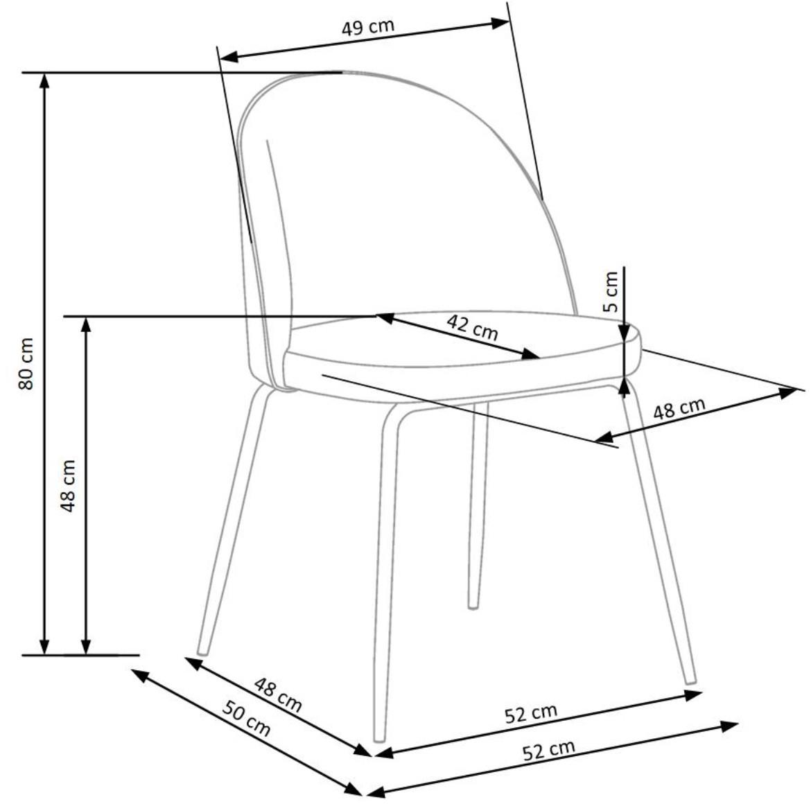 Stolica K314 49x50x80 cm siva/crni metal