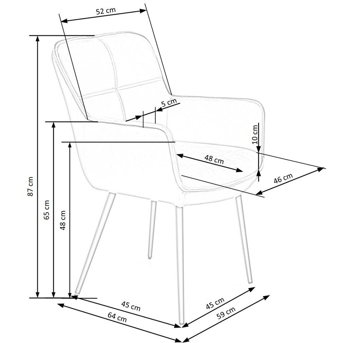 Stolica K463 59x64x87 cm zelena/crni metal