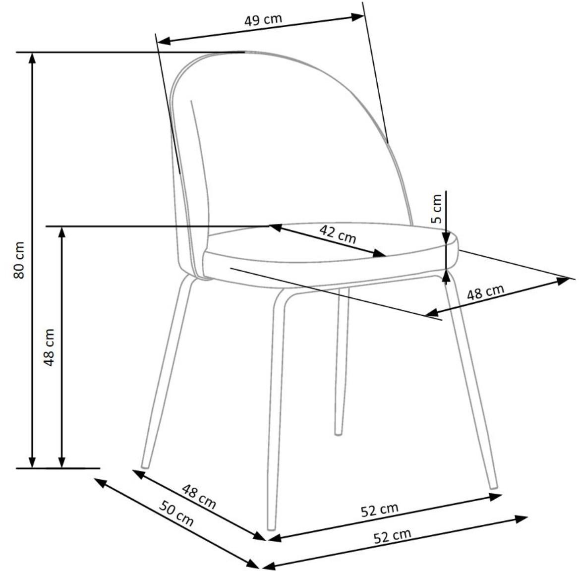 Stolica K314 49x50x80 cm zelena/crni metal