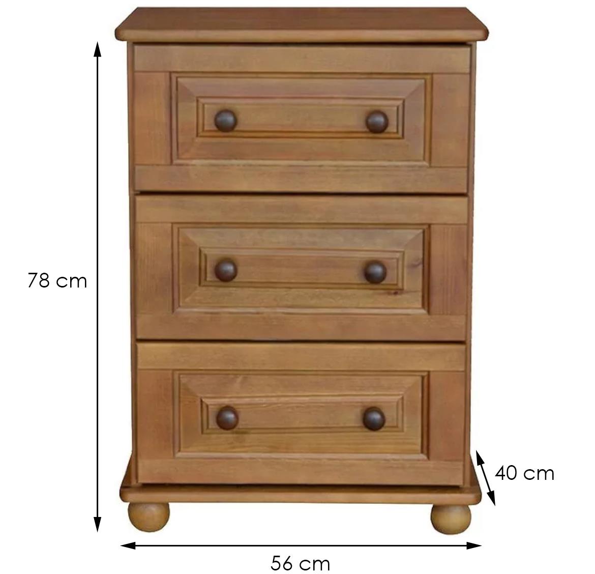 Fil komoda 3 fioke 60x40x78 cm tamni natur