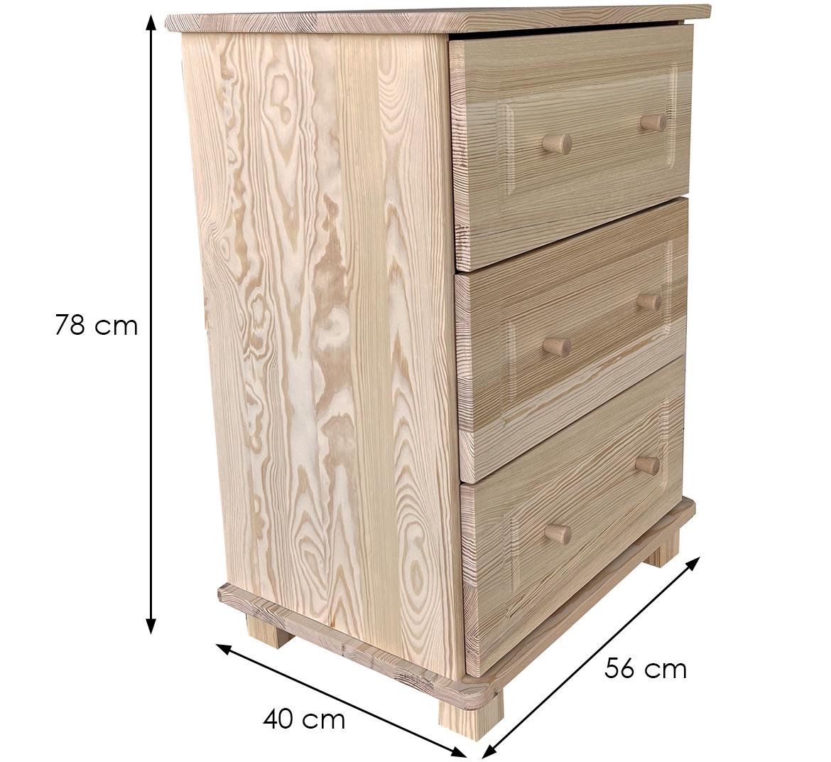 Fil komoda 3 fioke 60x40x78 cm svetli natur