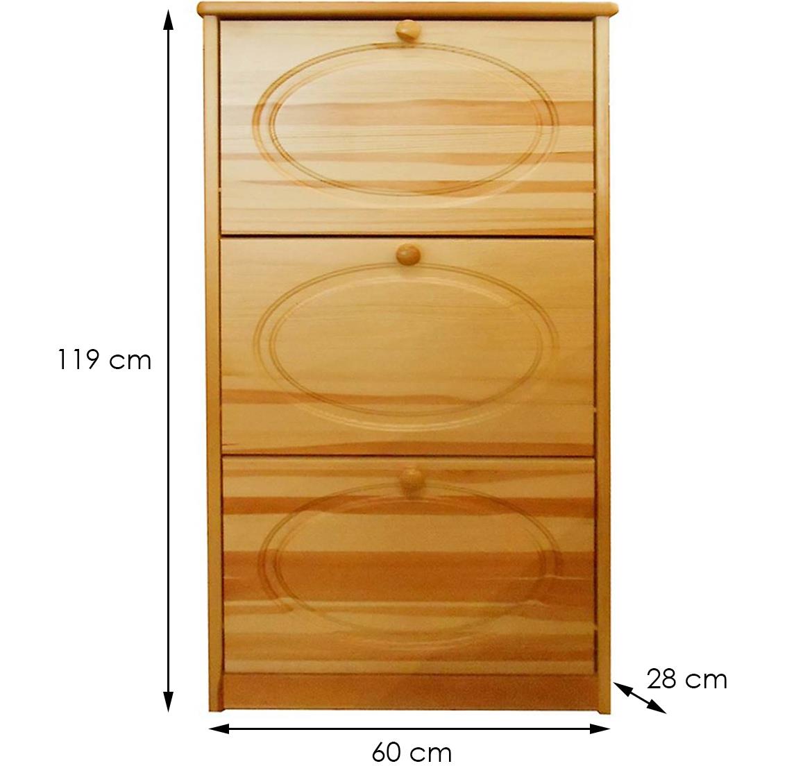 Cipelarnik 3KL 3 vrata 60x28x119 cm  natur