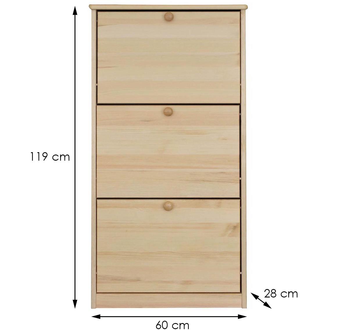 Cipelarnik 3KL 3 vrata 60x28x119 cm svetli natur