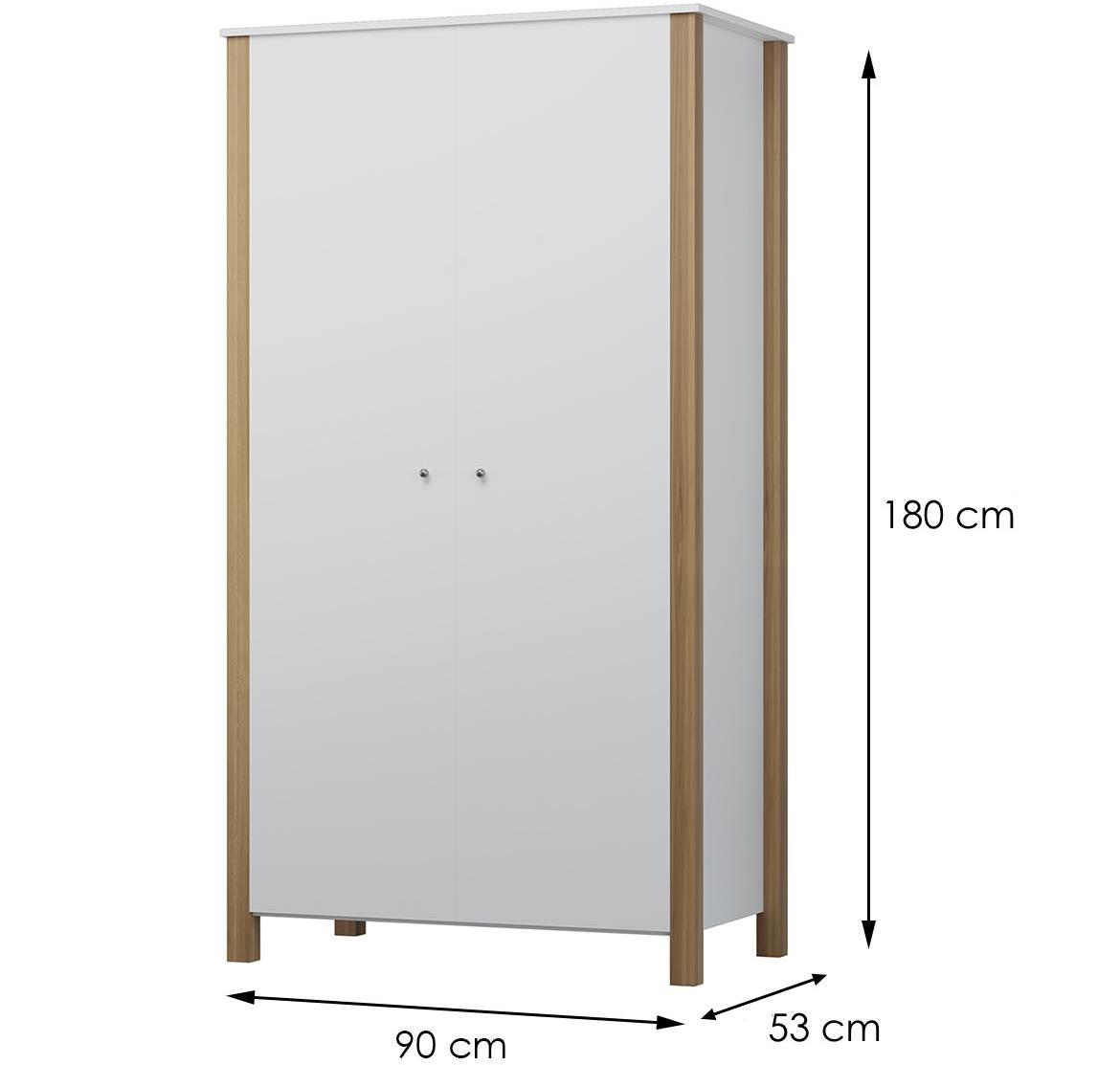 Oscar II ormar 2 vrata 90x53x180 cm beli