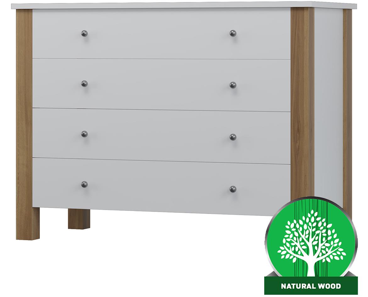 Oscar komoda 4 fioke 90x40x90 cm bela