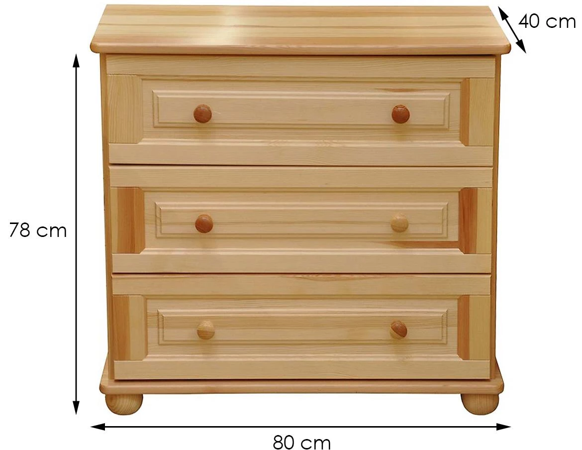 Merkury komoda K6 3 fioke 80x40x126 cm natur