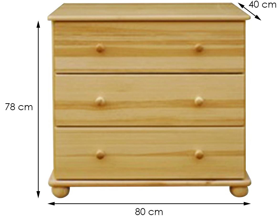 Merkury komoda K6 3 fioke 80x40x70 cm natur
