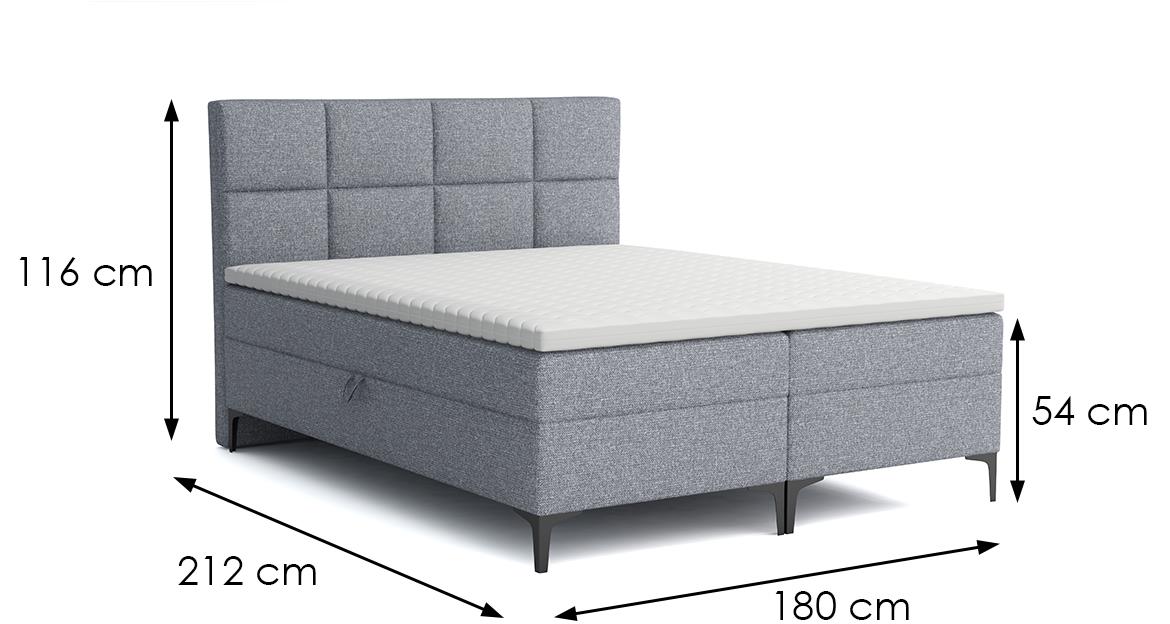 Jupiter solid  89 boxspring krevet 89  180x200 cm siva