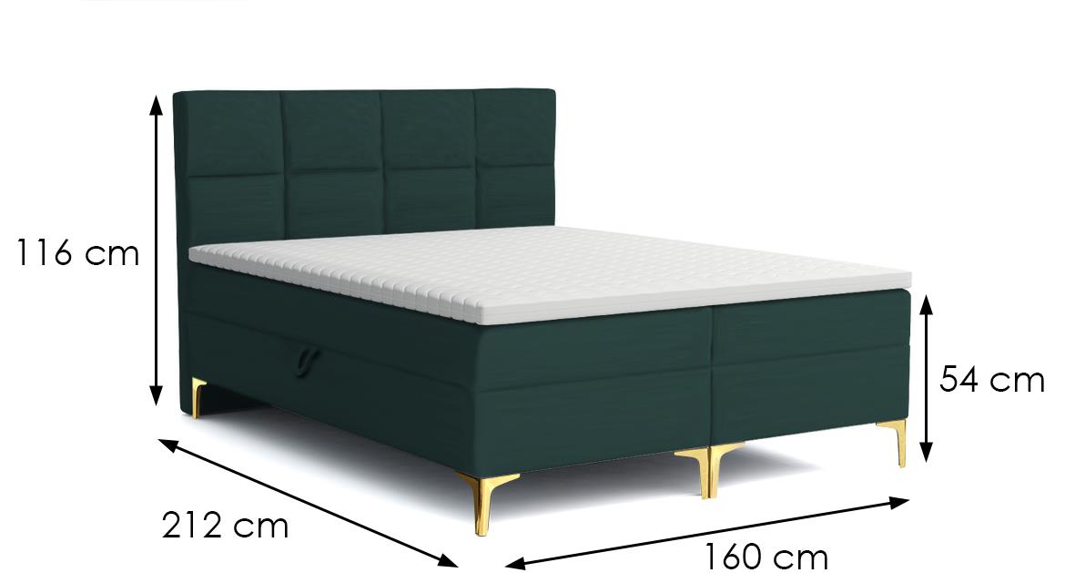 Jupiter mil 12462 boxspring postelja 160x200 cm zelena
