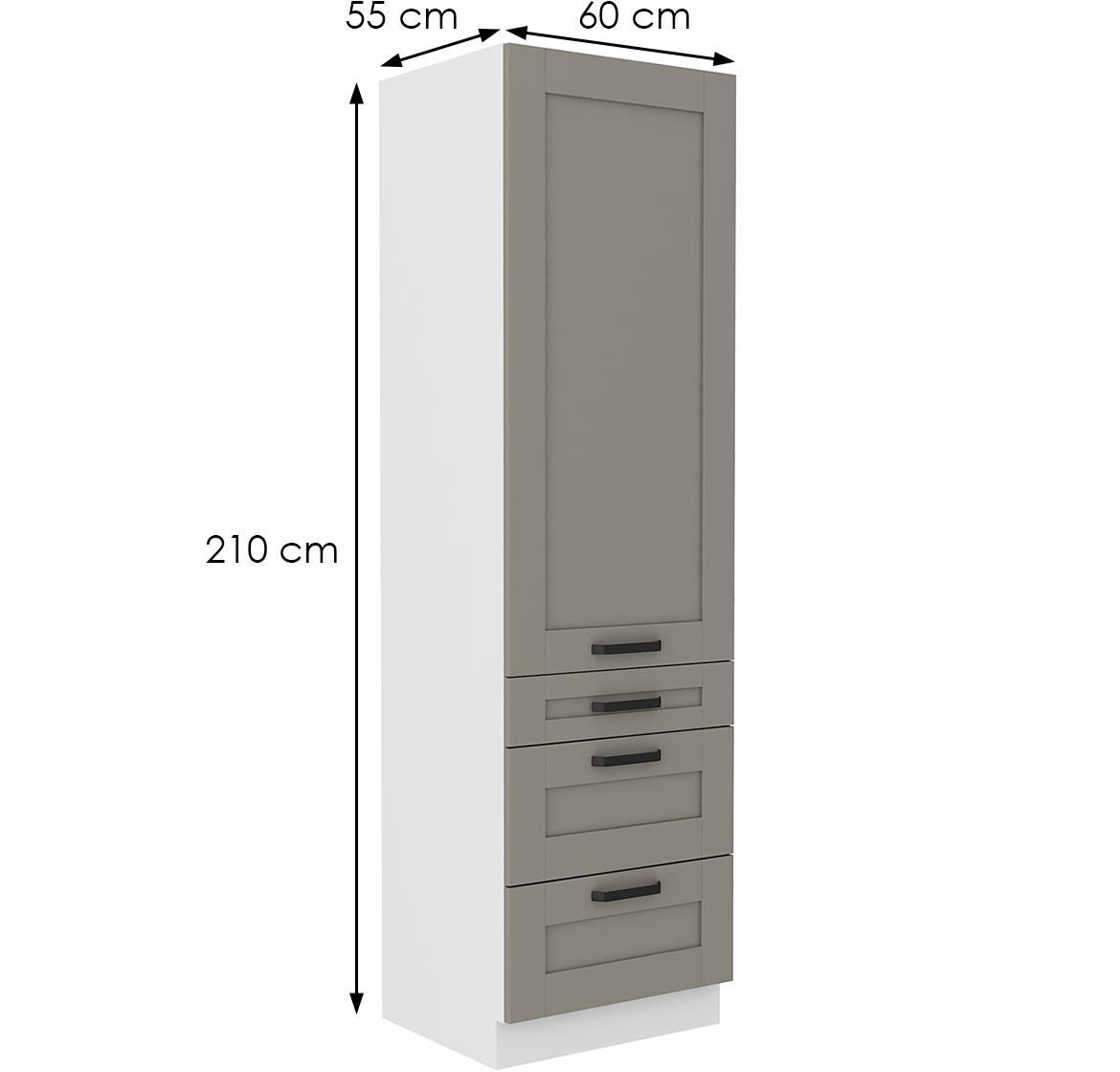 Luna 60DKS-210 3S 1F kuhinjski element 1 vrata + 3 fioke 60x55x210 cm siva/bela