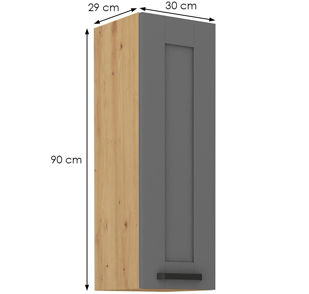 Luna 30G-90 1F kuhinjski element 1 vrata 30x31x90 cm tamno siva/ natur (artisan hrast)