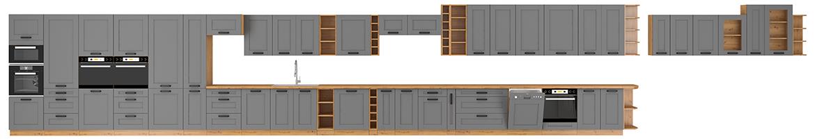 Luna 60G-72 1F kuhinjski element 1 vrata 60x31x72 cm tamno siva/ natur (artisan hrast)