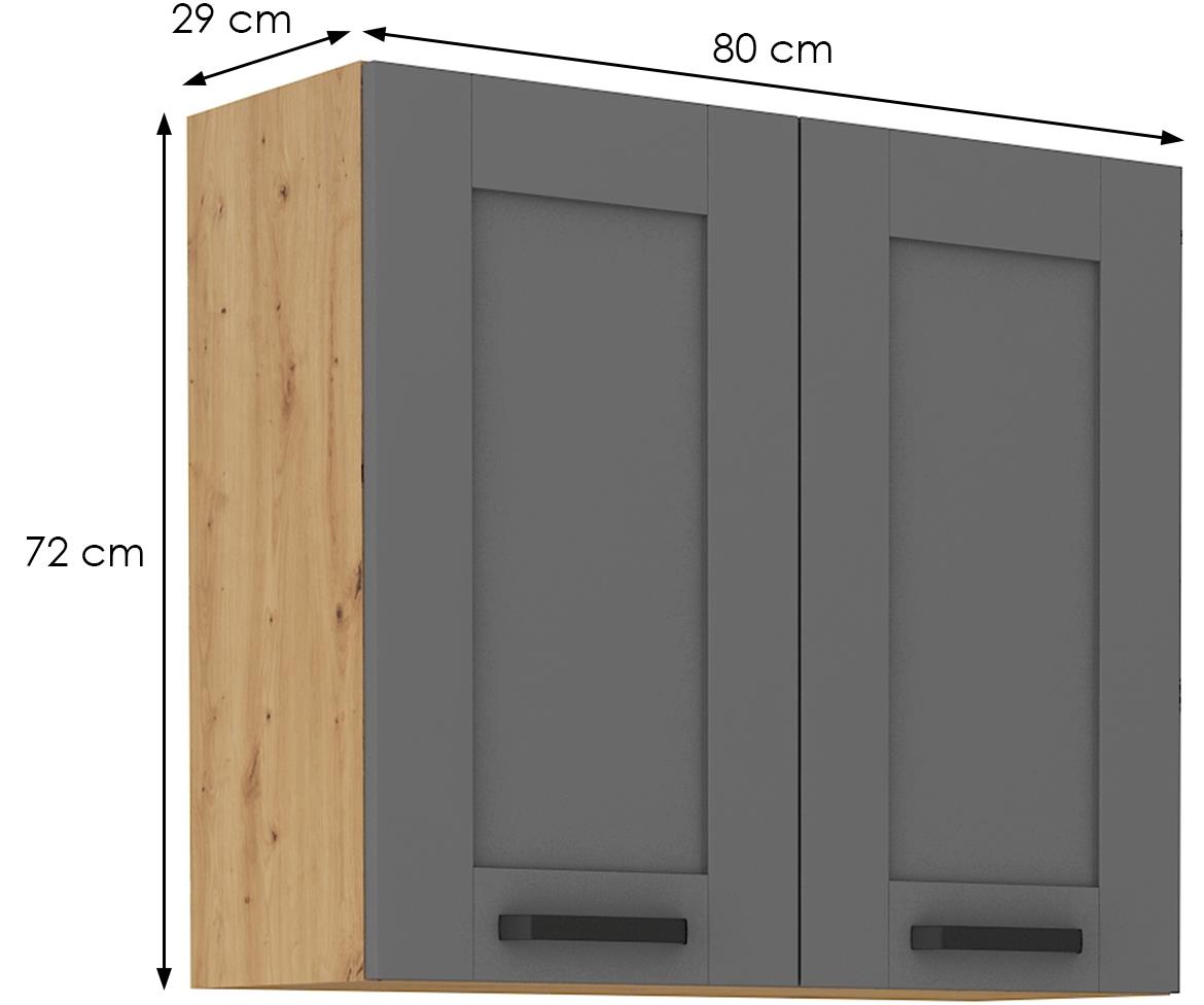 Luna 80G-72 2F kuhinjski element 2 vrata 80x31x72cm tamno siva/ natur (artisan hrast)