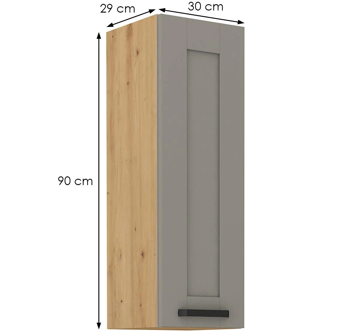 Luna 30G-90 1F kuhinjski ormaric 1 vrata 30x31x90cm siva/natur (artisan hrast)