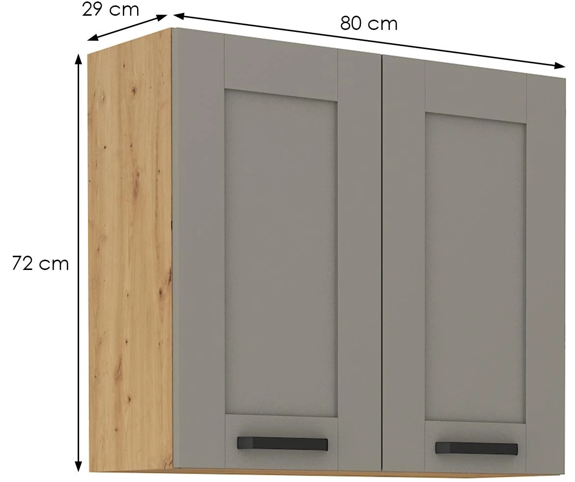 Luna 80G-72 2F ormar kuhinjski 2 vrata 80x31x72 cm siva/natur (artisan hrast)