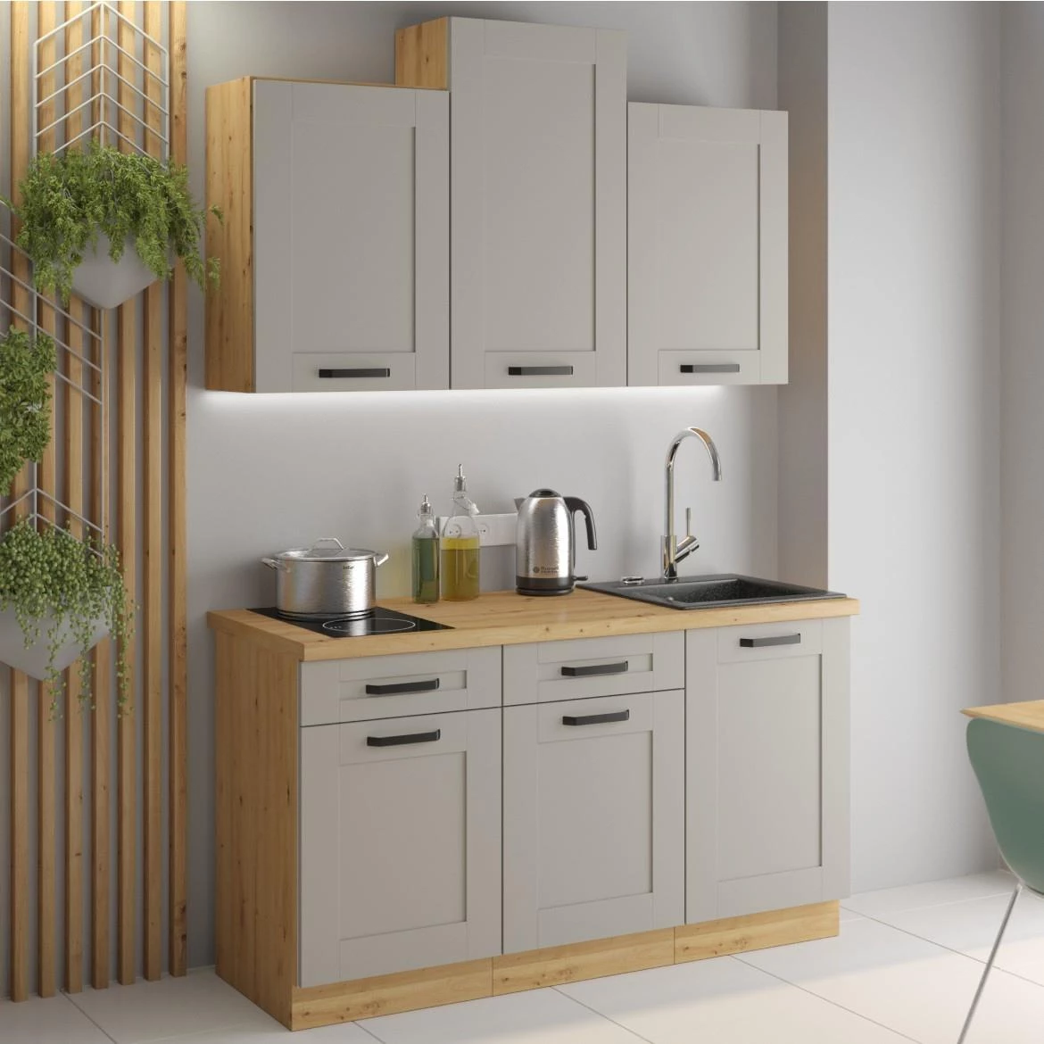 Luna 80G-72 2F ormar kuhinjski 2 vrata 80x31x72 cm siva/natur (artisan hrast)