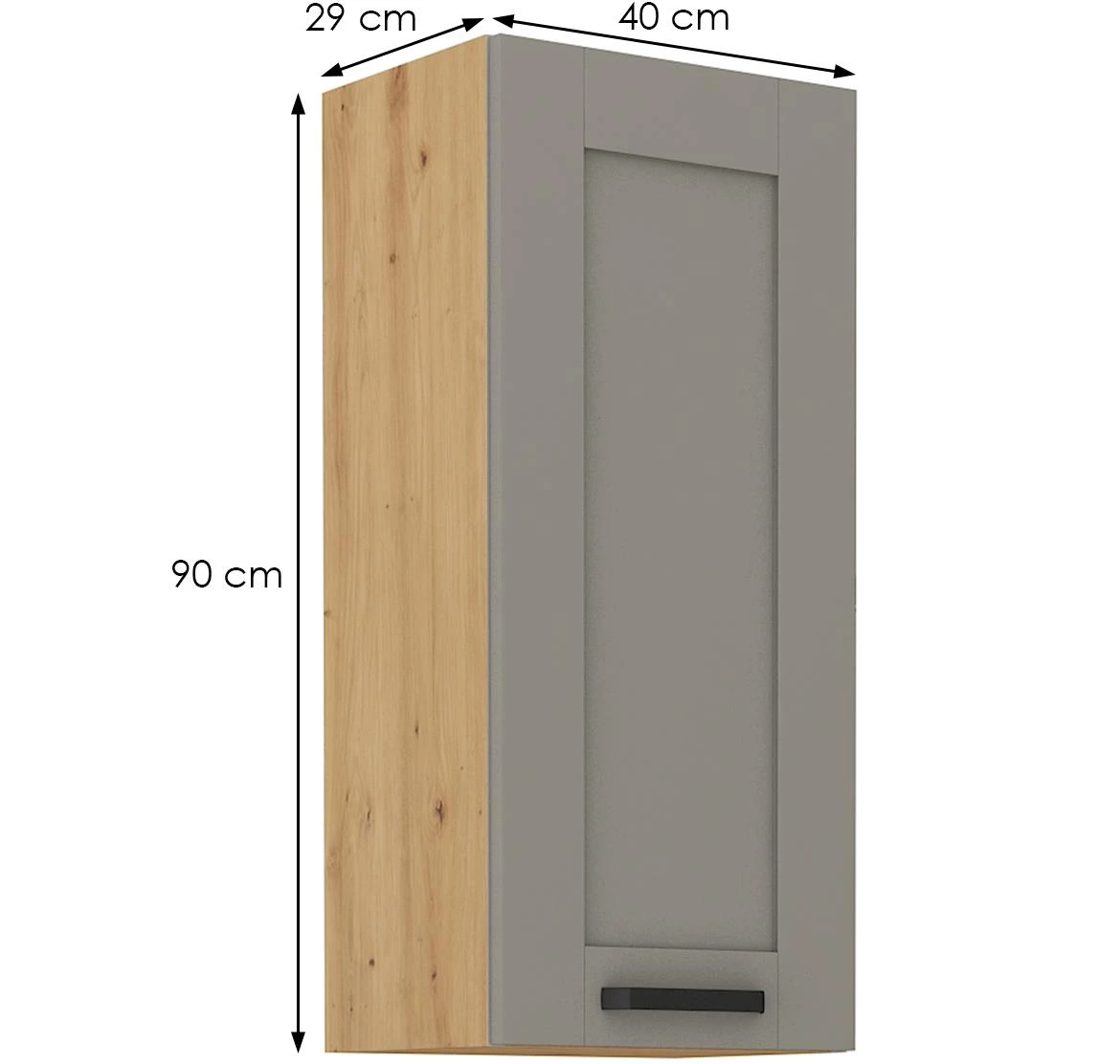 Luna 40G-90 1F ormar kuhinjski 40x31x90 cm siva/natur (artisan hrast)
