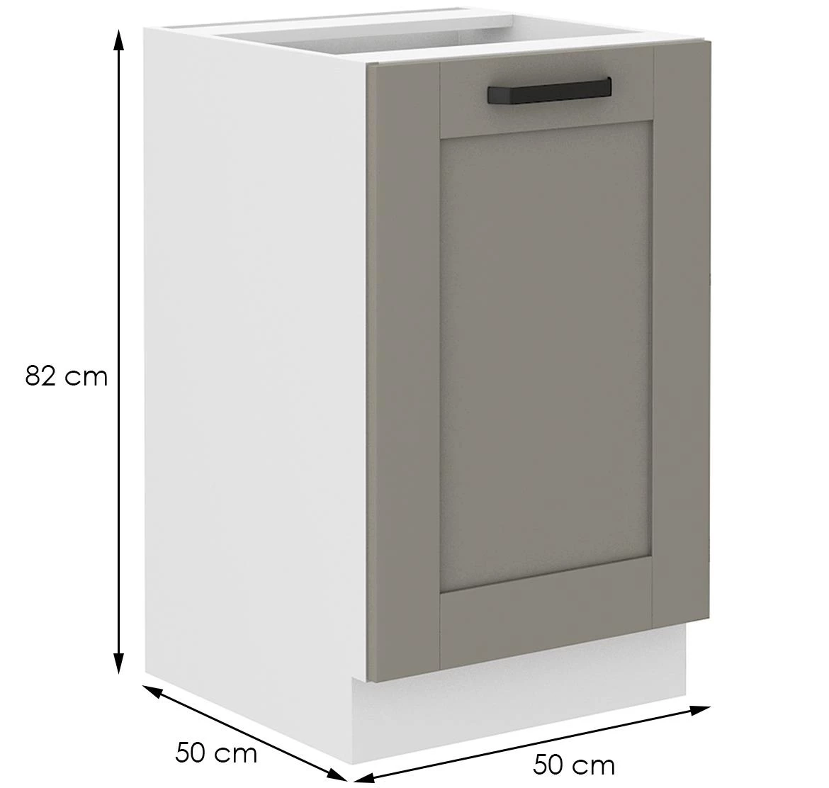 Luna 50 PLN 1F BB kuhinjski ormaric 1 vrata 50x52x82 cm siva/bela