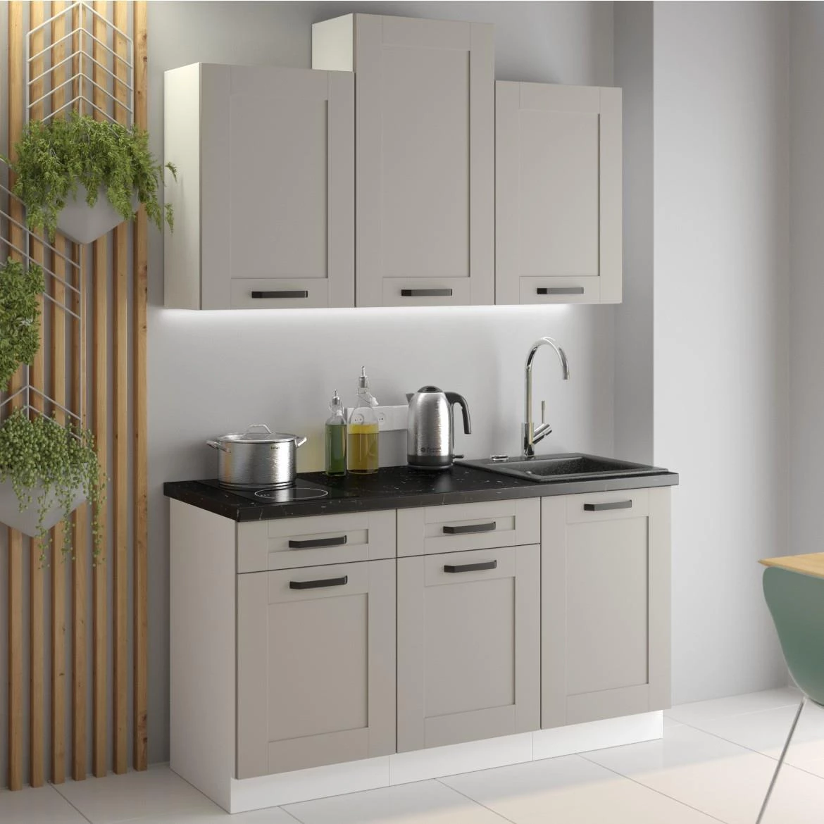 Luna 50 PLN 1F BB kuhinjski ormaric 1 vrata 50x52x82 cm siva/bela