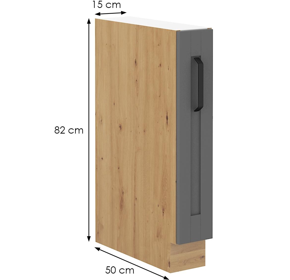 Luna 15D Cargo BB kuhinjski element 1 fioka 15x52x82 cm tamno siva/ natur (artisan hrast)