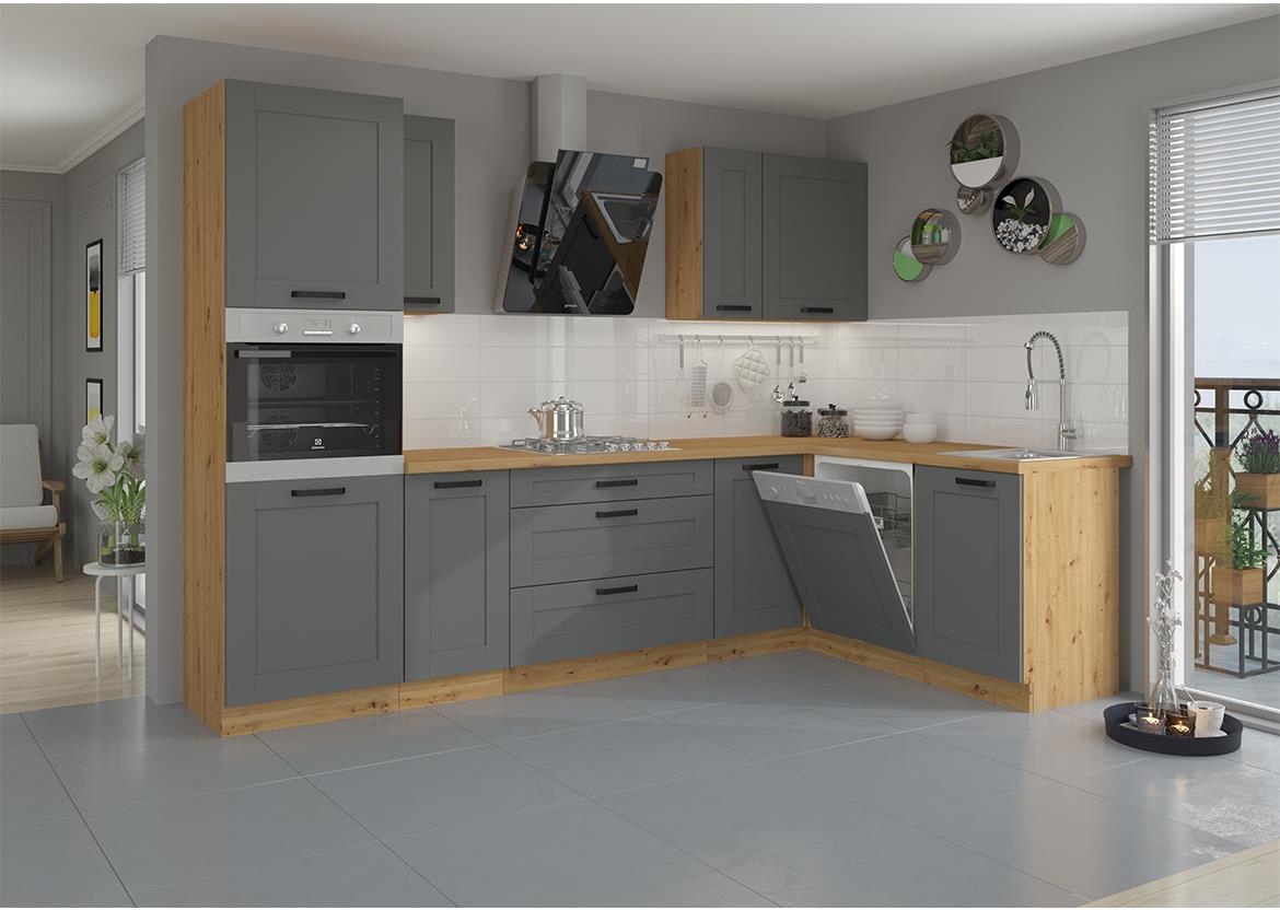 Luna 50ZL 1F BB kuhinjski element za sudoper 1 vrata 50x52x82 cm tamno siva/natur (artisan hrast)