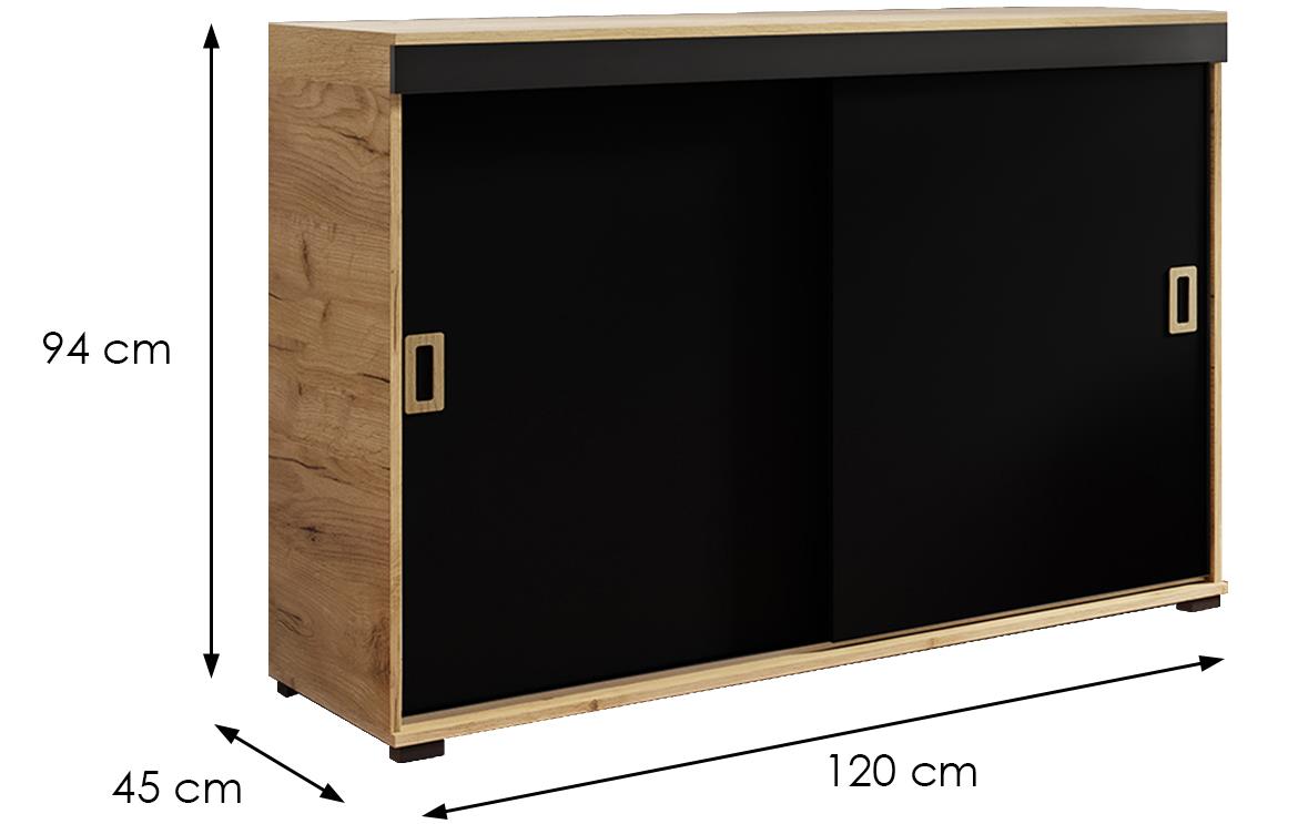 Retro 120 komoda 2 vrata 120x45x94 cm crna/nutur