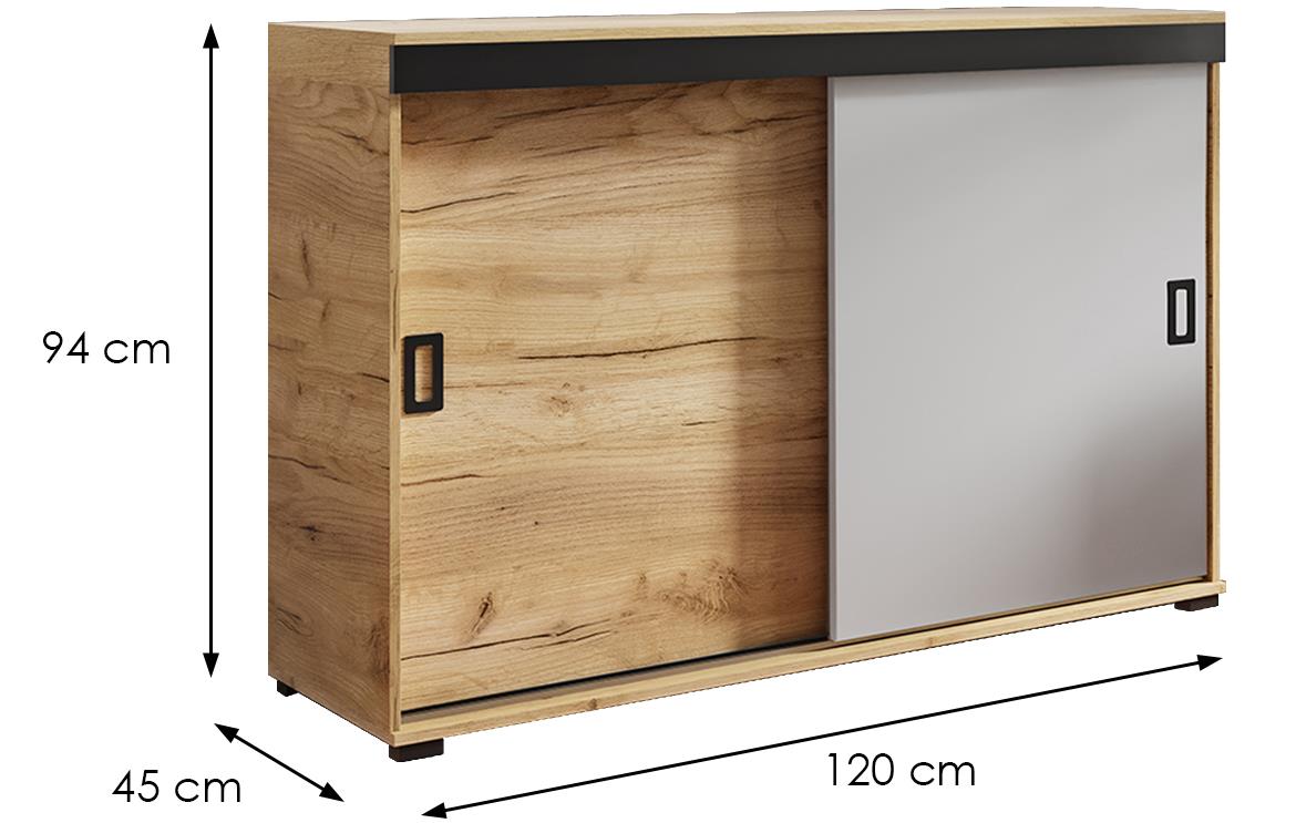 Retro 120 komoda 2 vrata 120x45x94 cm natur/bela