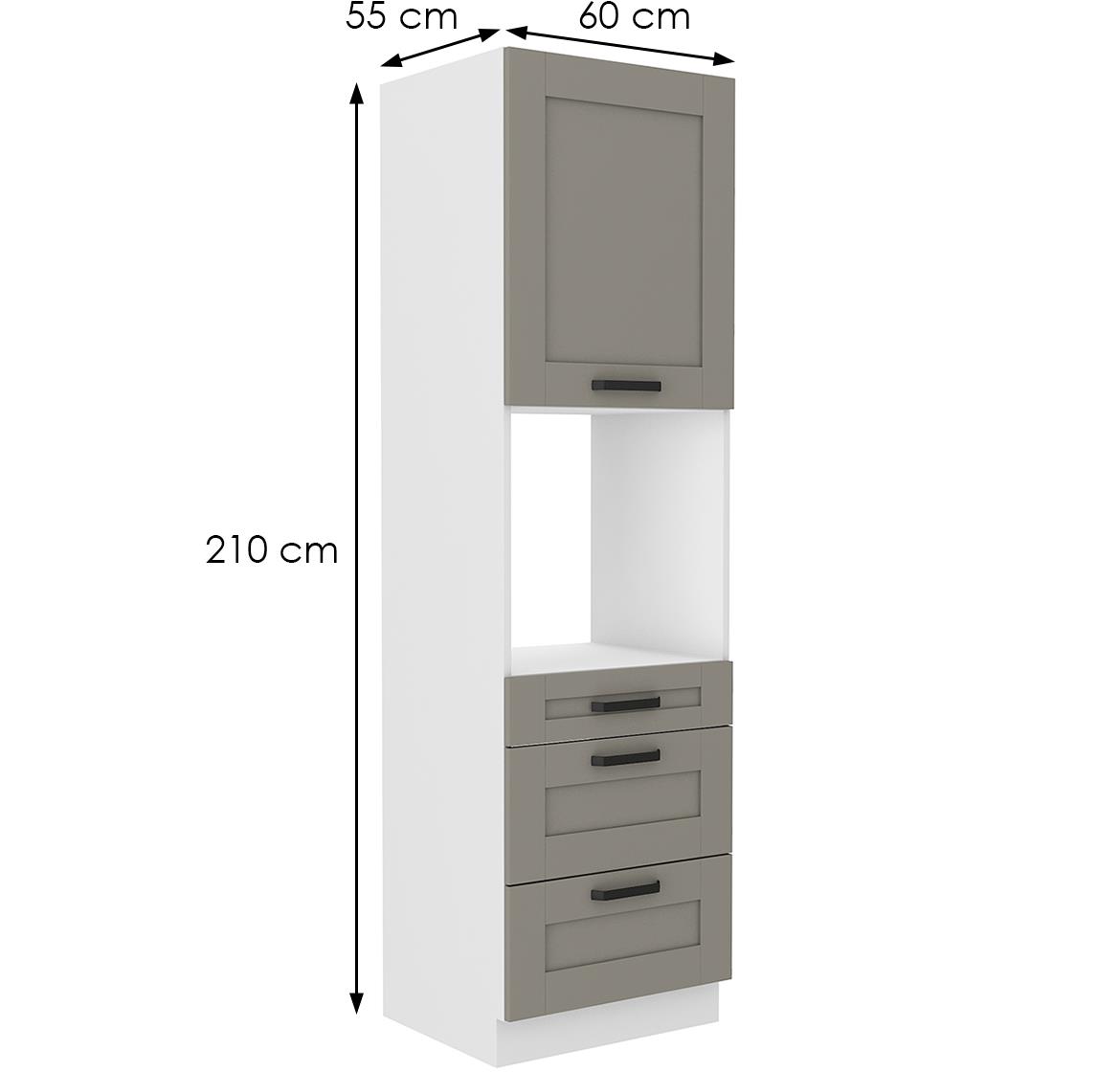 Luna 60DPS-210 3S 1F kuhinjski element 1 vrata + 3 fioke 60x55x210 cm siva/bela