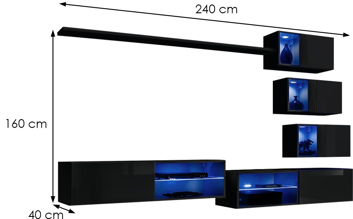 Switch XXiv regal 240x40x160 cm crni visoki sjaj