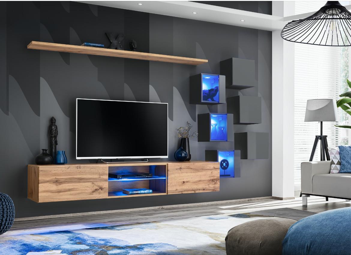 Switch Xxi regal 240x40x160 cm natur (wotan hrast)/siva visoki sjaj