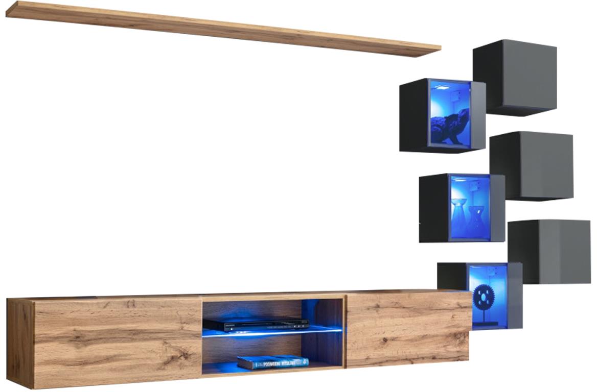 Switch Xxi regal 240x40x160 cm natur (wotan hrast)/siva visoki sjaj