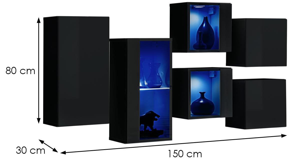 Switch SB IV set visecih ormarica 150x30x80 cm crna visoki sjaj