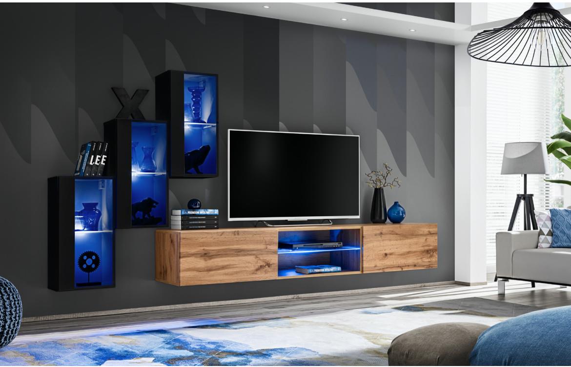 Switch  XXII regal 240x40x160 cm natur (wotan hrast)/crna visoki sjaj