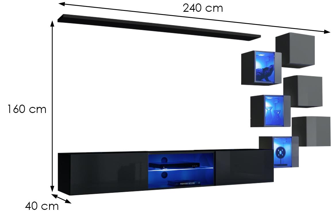 Switch Xxi regal 240x40x160 cm crna/siva visoki sjaj