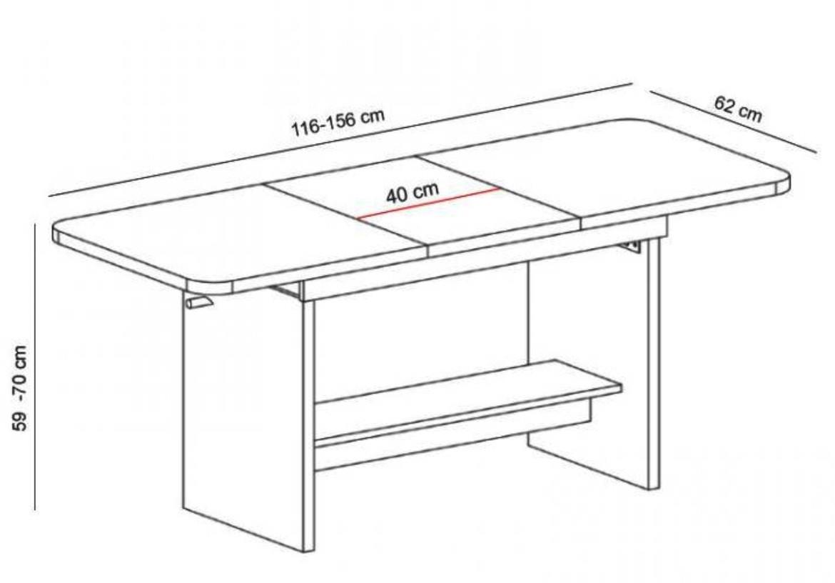 Janek klub sto 156x62x70 cm orah