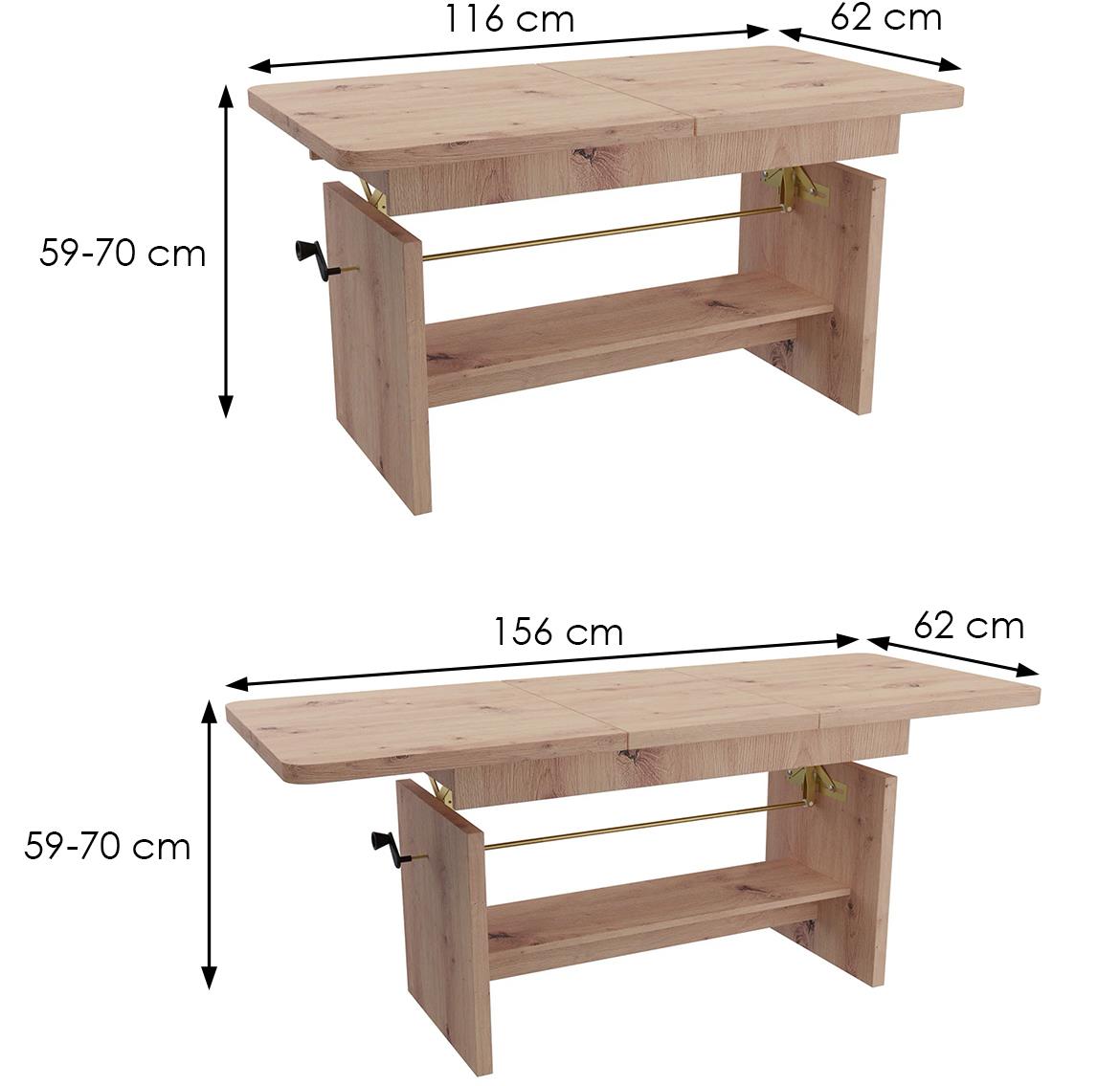 Janek klub sto 156x62x70 cm natur (artisan hrast)