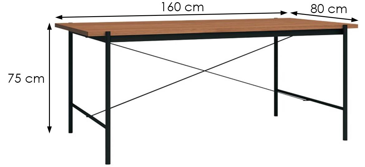 Point DT01 sto 160x80x75 cm natur/crni metal