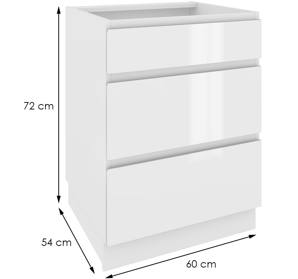 Campari DSW6/3 kuhinjski element 3 fioke 60x54x72 cm beli visoki sjaj