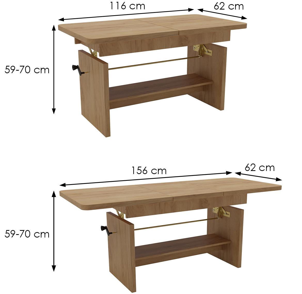 Janek klub sto 156x62x70 cm hrast