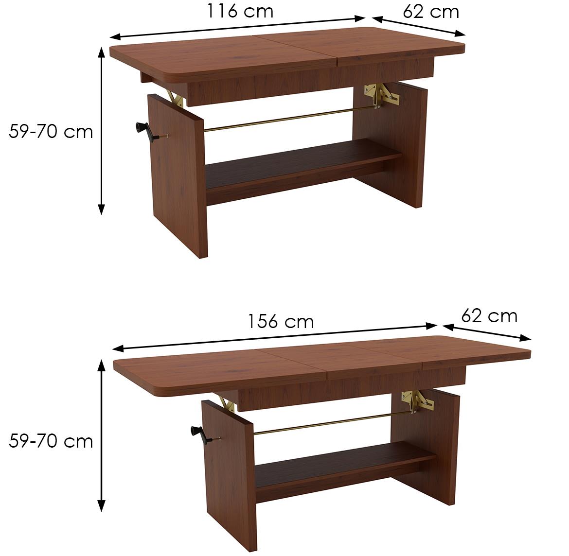 Janek klub sto 156x62x70 cm tamni hrast