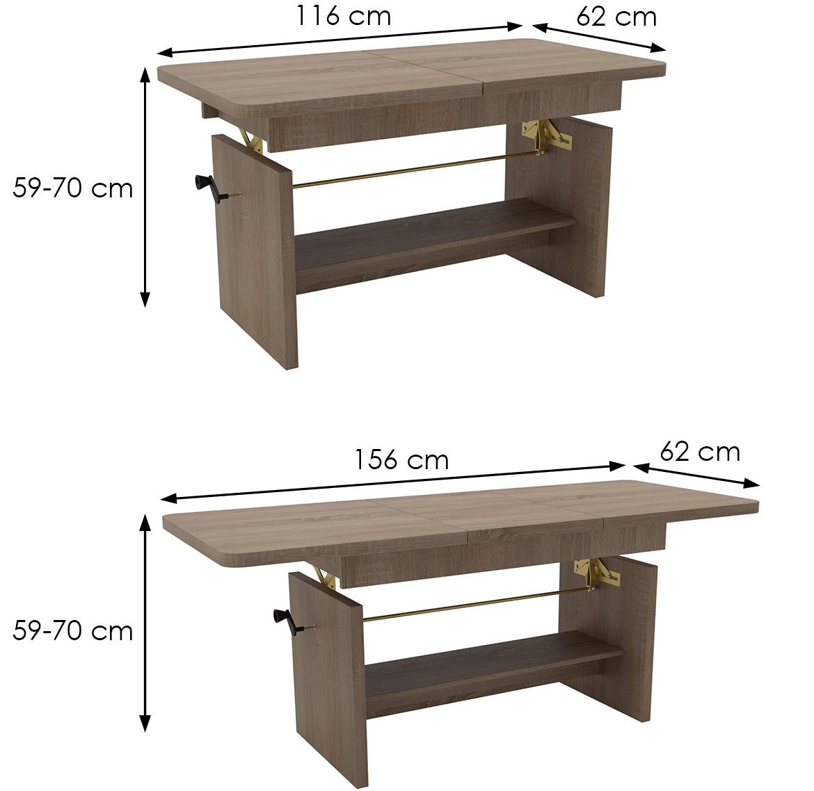 Janek klub sto 156x62x70 cm sivi hrast